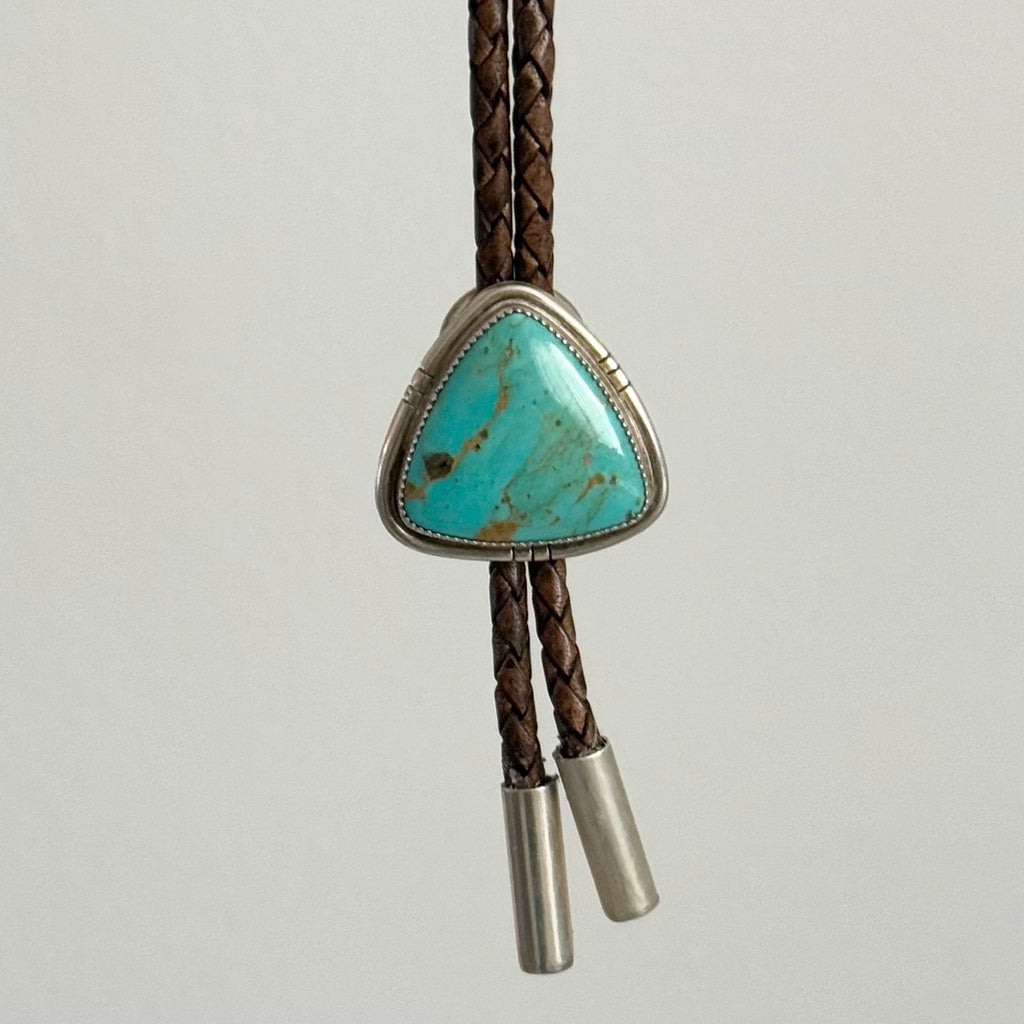 Kingman Turquoise Leather Bolo
