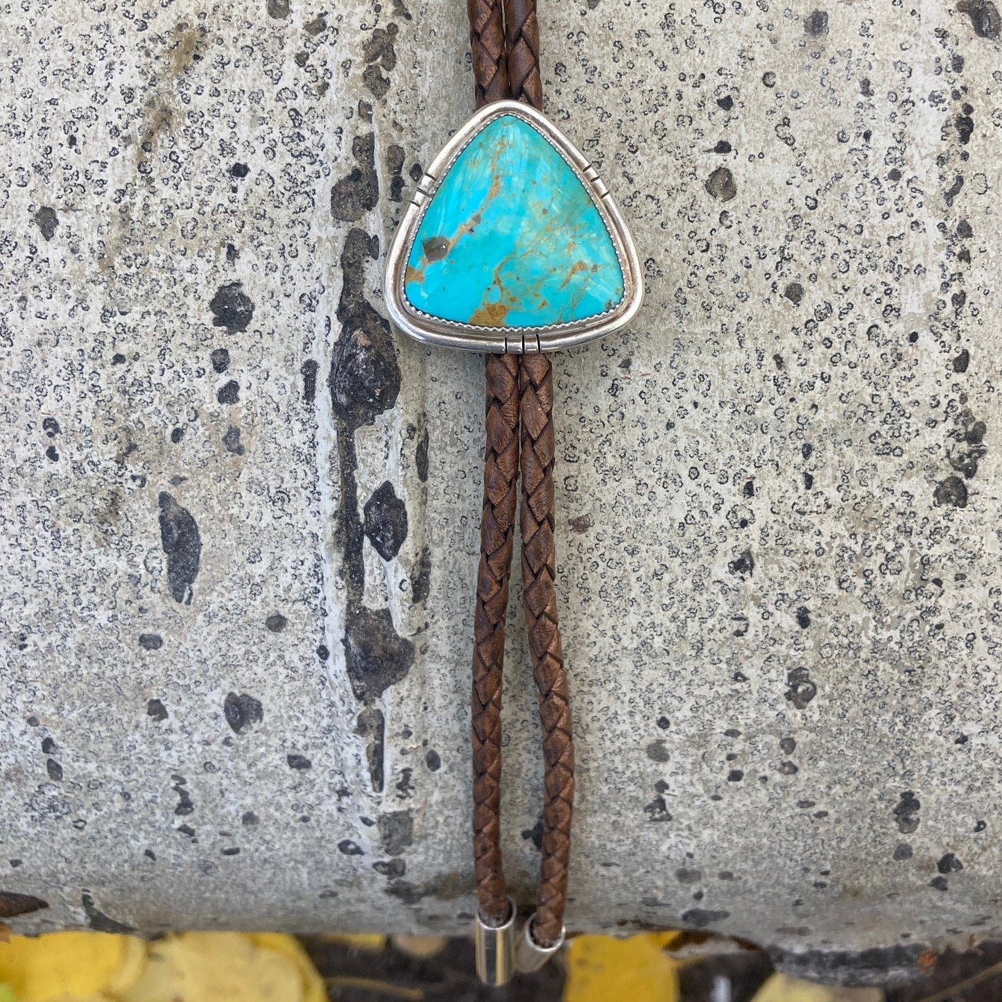 Kingman Turquoise Leather Bolo