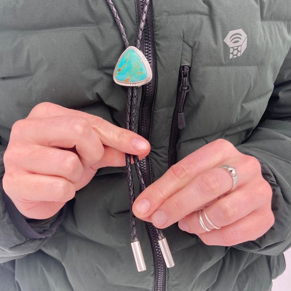 Kingman Turquoise Leather Bolo